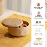 Classic Beige Ceramic Serving Bowl - Small