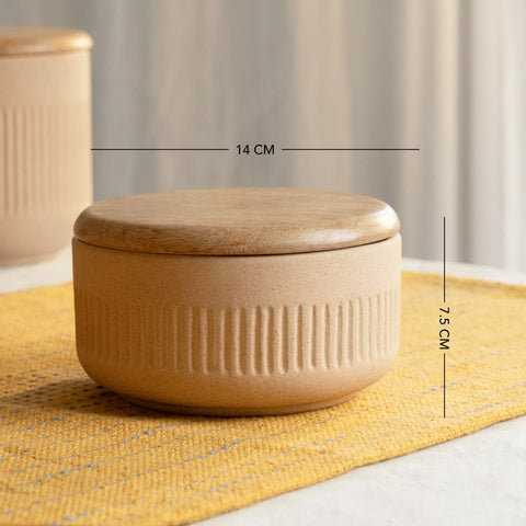 Classic Beige Ceramic Serving Bowl - Small