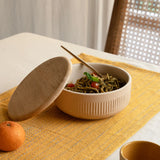classic beige ceramic serving bowl - large