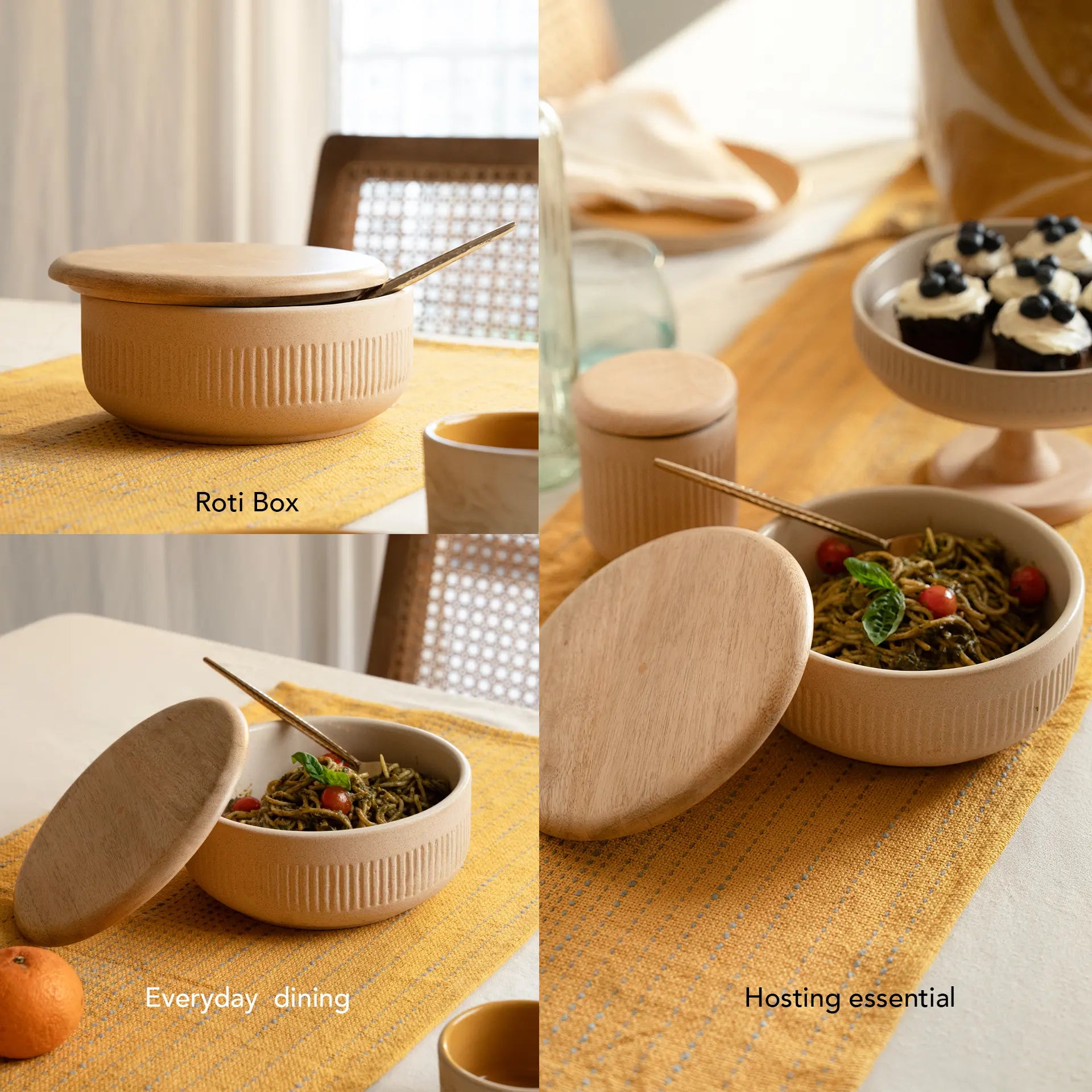 Classic Beige Ceramic Serving Bowl - Large