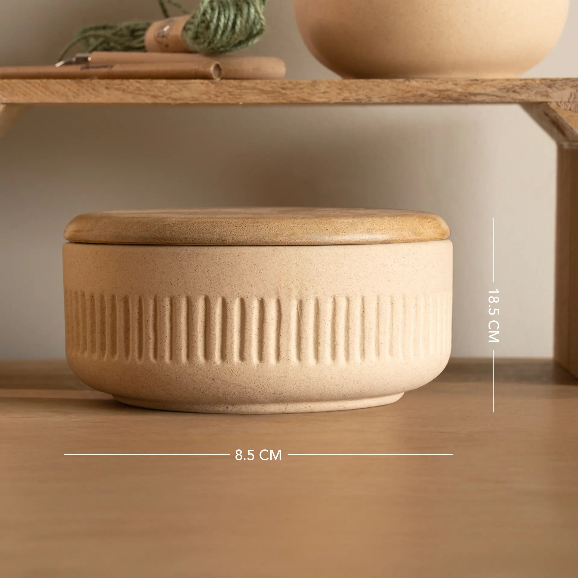 Classic Beige Ceramic Serving Bowl - Large