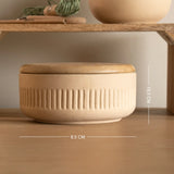 classic beige ceramic serving bowl - large