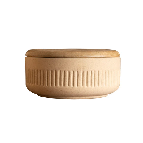 Classic Beige Ceramic Serving Bowl - Large