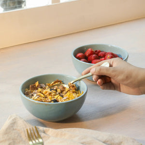 Aqua rustic bowl set of 2