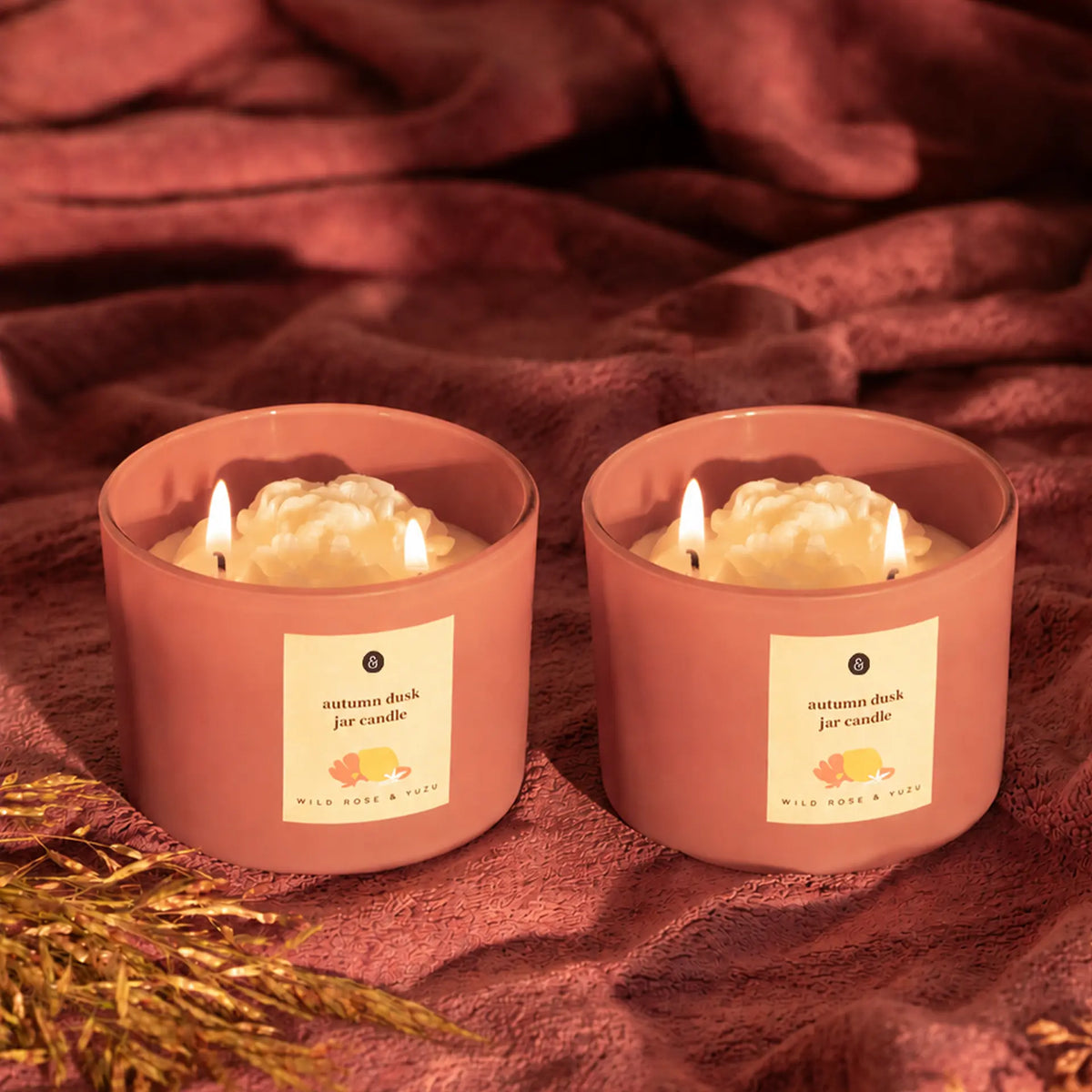 Autumn Dusk Jar Candle Wild rose & yuzu Set of 2