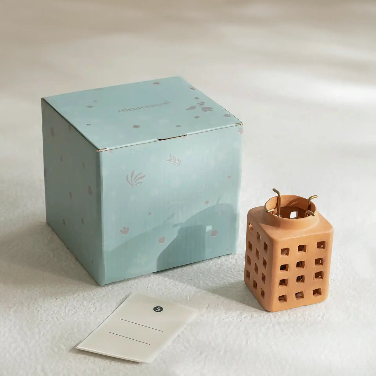 Lupa Terracotta Square Lantern With Metal Handle - Small