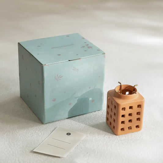 Lupa Terracotta Square Lantern With Metal Handle - Small