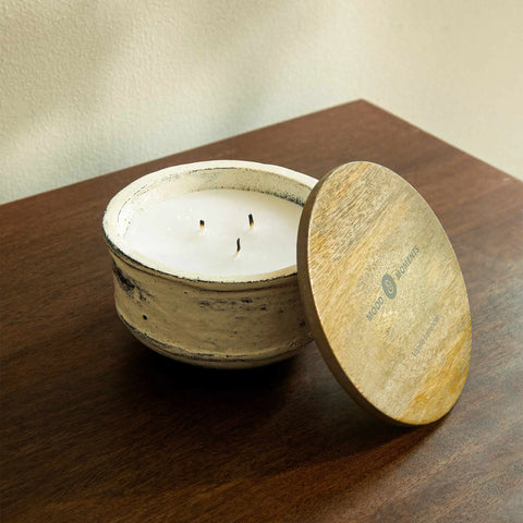 Jade Lotus Terracotta Jar Wax Candle (3 Wick)