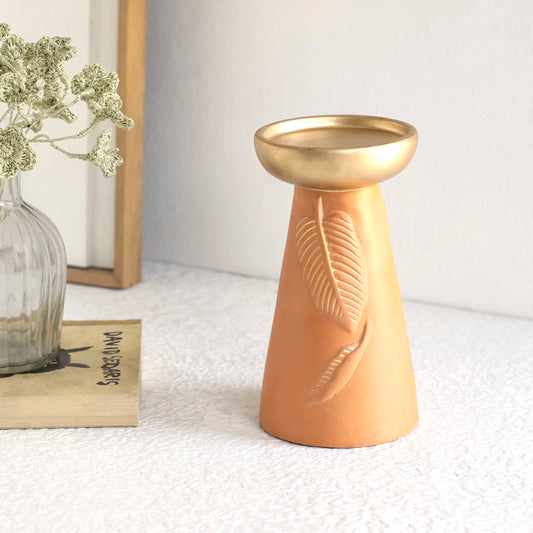 Frangipani terracotta candle holder  tall