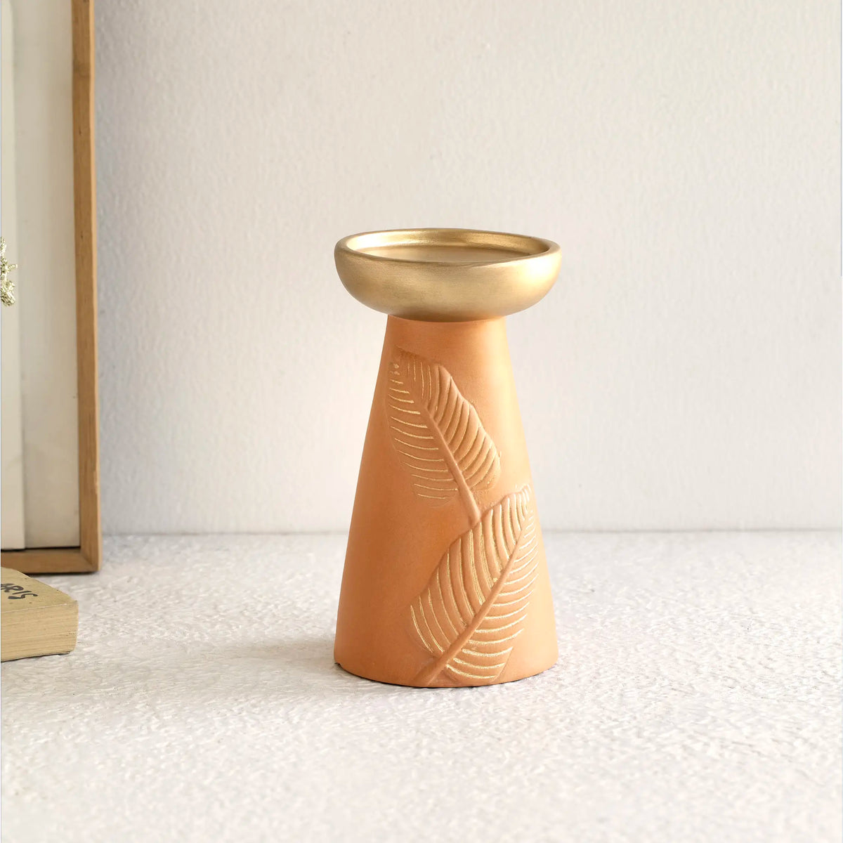 Frangipani terracotta candle holder  tall