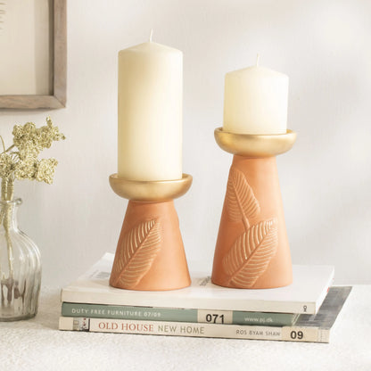 Frangipani terracotta candle holder  tall