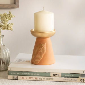 Frangipani terracotta candle holder - short