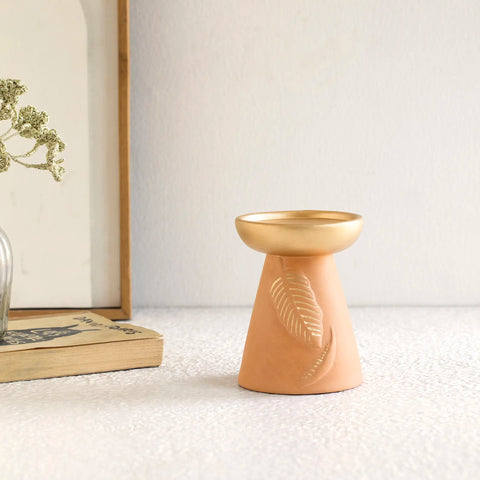 Frangipani terracotta candle holder - short