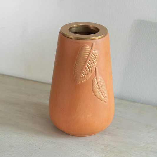 Frangipani terracotta vase tall
