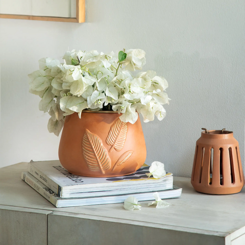 Frangipani terracotta vase- large