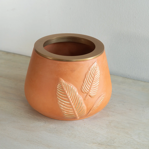 Frangipani terracotta vase- large