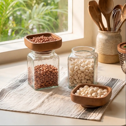 Square Glass Store & Serve Jar - Large Set of 2