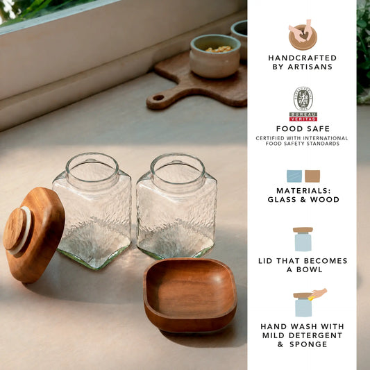 Square Glass Store & Serve Jar - Large Set of 2