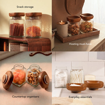 Square Glass Store & Serve Jar - Large Set of 2