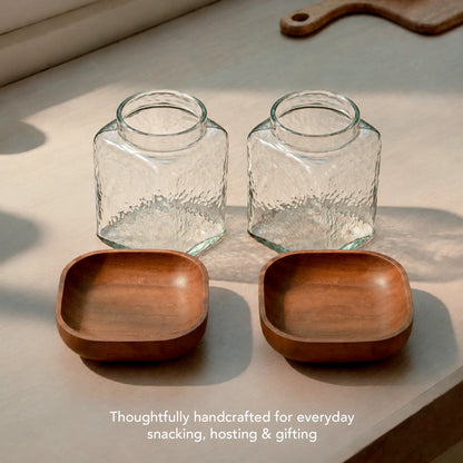 Square Glass Store & Serve Jar - Large Set of 2