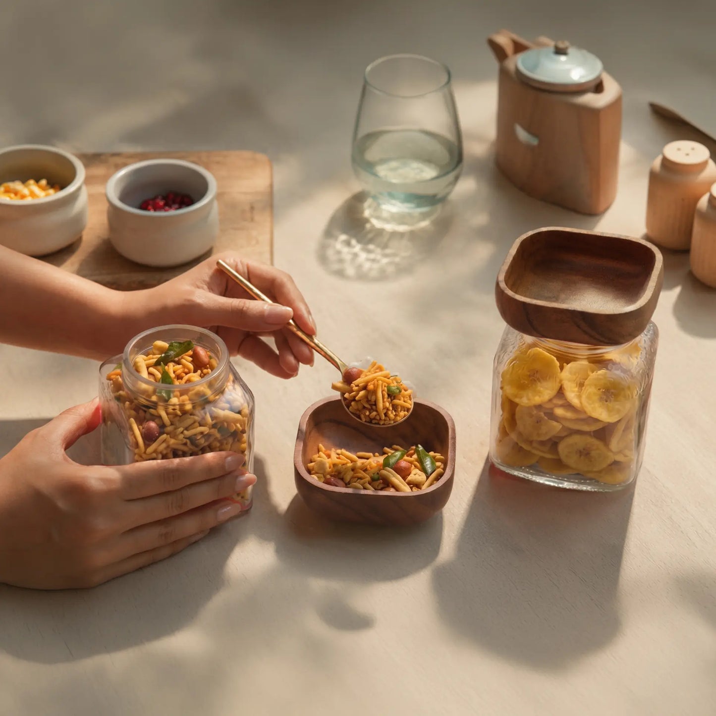 Square Glass Store & Serve Jar - Small Set of 2