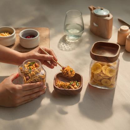 Square Glass Store & Serve Jar - Small Set of 2