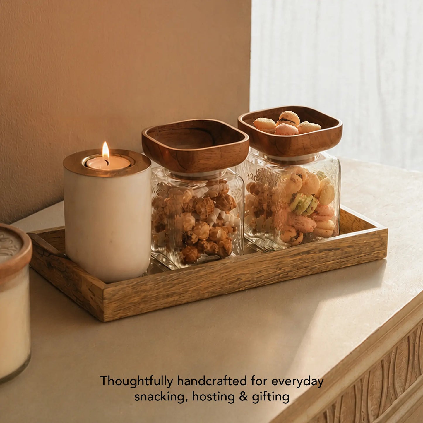 Square Glass Store & Serve Jar - Small Set of 2