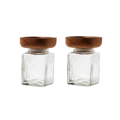 Square Glass Store & Serve Jar - Small Set of 2