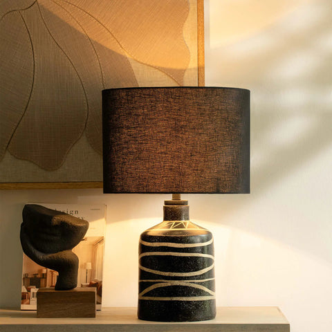 Siyah Terracotta Lamp With Shade