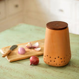 Dhara Terracotta Onion Storage Jar with Wooden Lid