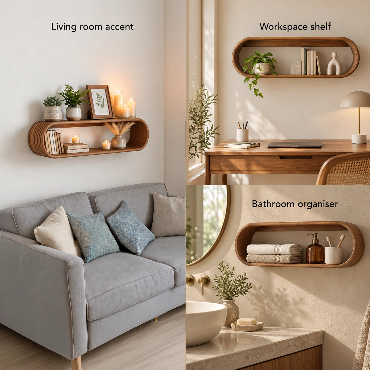 Cocoon Wooden Wall Shelf