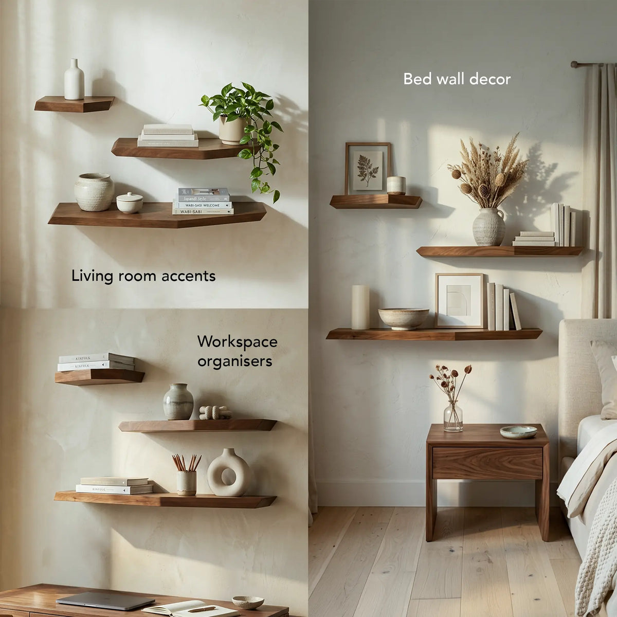Sculpt Wooden Shelf - Set of 3