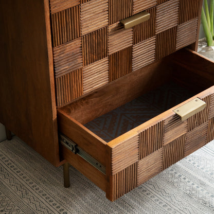 Bruno triple drawer chest with metal stand