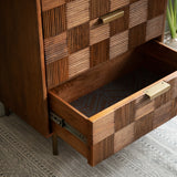 Bruno triple drawer chest with metal stand