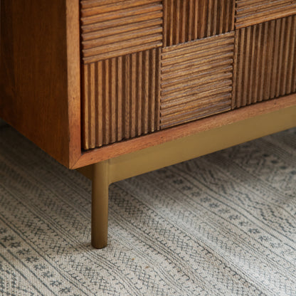 Bruno triple drawer chest with metal stand