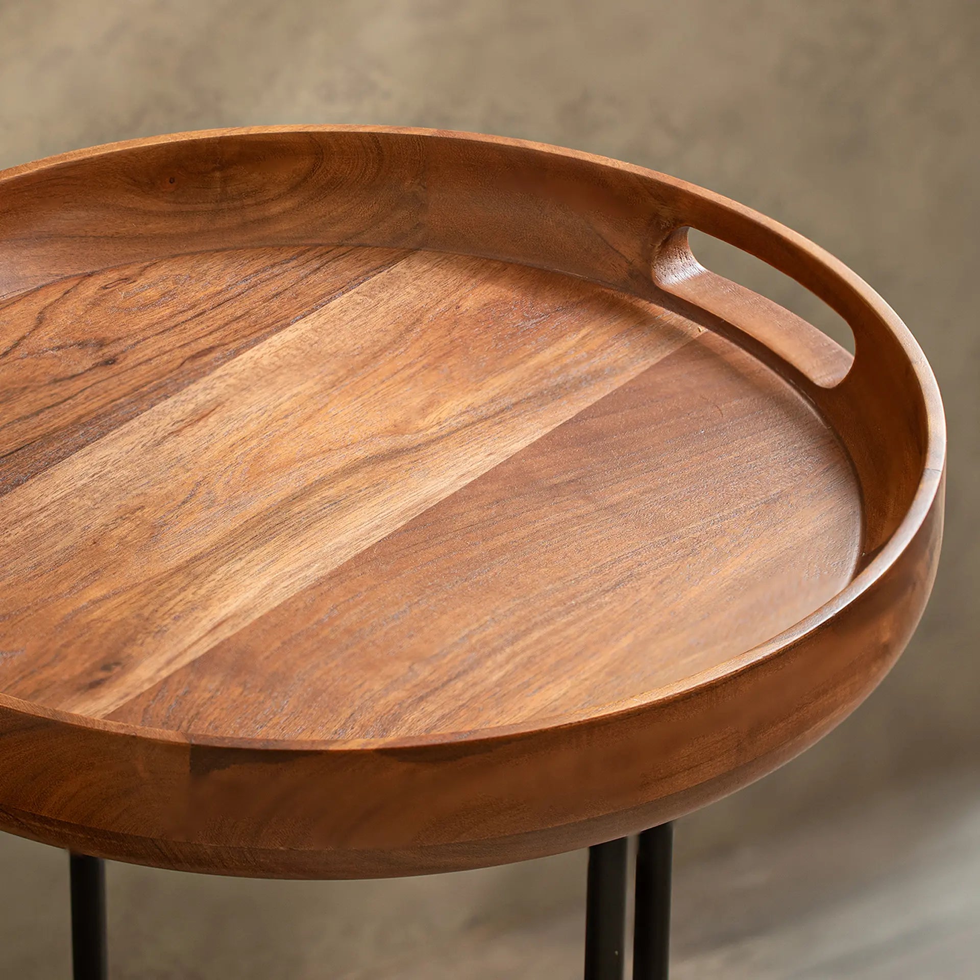 Ready-To-Assemble Wooden Side Table with Metal Stand