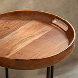 Ready-To-Assemble Wooden Side Table with Metal Stand