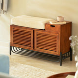 Wooden Shoe Rack with Drawer and Cushion