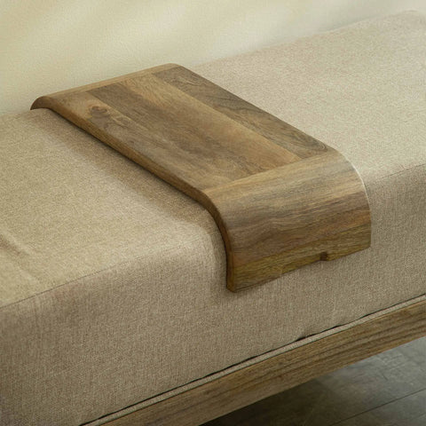 Upholstered Wooden Bench with Wooden Slider