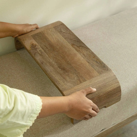 Upholstered Wooden Bench with Wooden Slider