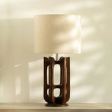 Gren Wooden Table Lamp With Shade - White