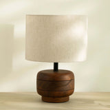 Gren Wooden Table Lamp Round With Shade - White