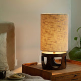 Gren Wooden Table Lamp Round With Shade - Beige