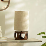 Gren Wooden Table Lamp Round With Shade - Beige