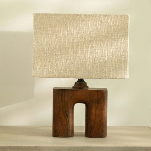 Gren Wooden Table Lamp Arch With Shade - Beige