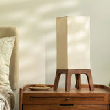 Gren Wooden Table Lamp Square Legged With Shade - Beige