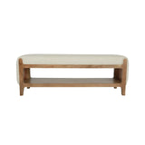 Noah Wooden Cushioned Bench with Shelf- 1