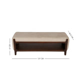 Noah Wooden Cushioned Bench with Shelf- 2