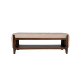 Noah Wooden Cushioned Bench with Shelf- 2