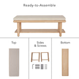 Willow Wooden Cushioned Bench with Shelf